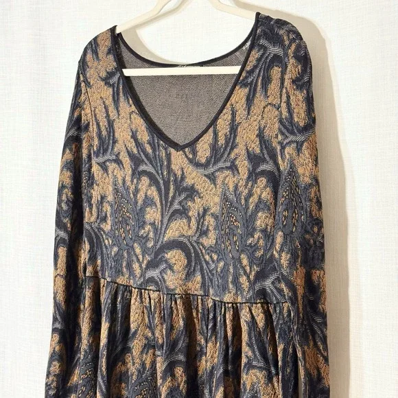 Peruvian Connection Martella Pima Cotton Jacquard Midi Dress XL Dark Academia - Picture 5 of 9